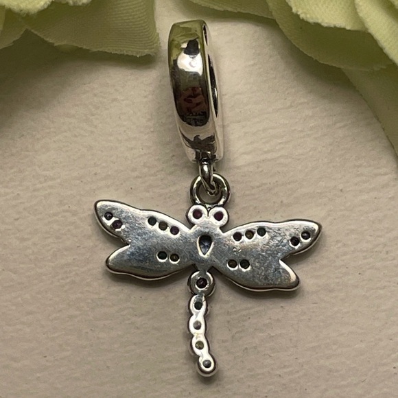 Charm for Pandora Bracelet Dragonfly with Colorful Rhinestones Sterling Silver - Picture 4 of 7